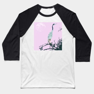 Black Headed Heron Marbled paper painting and collage Baseball T-Shirt